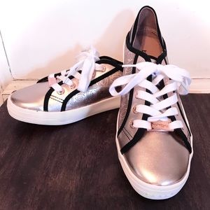 NWT. BEBE shimmery rose gold and black sneaks